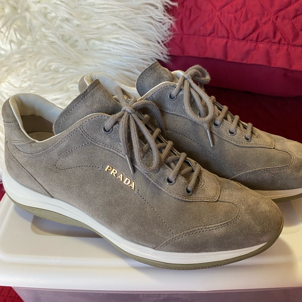 PRADA Gray Suede Sneakers